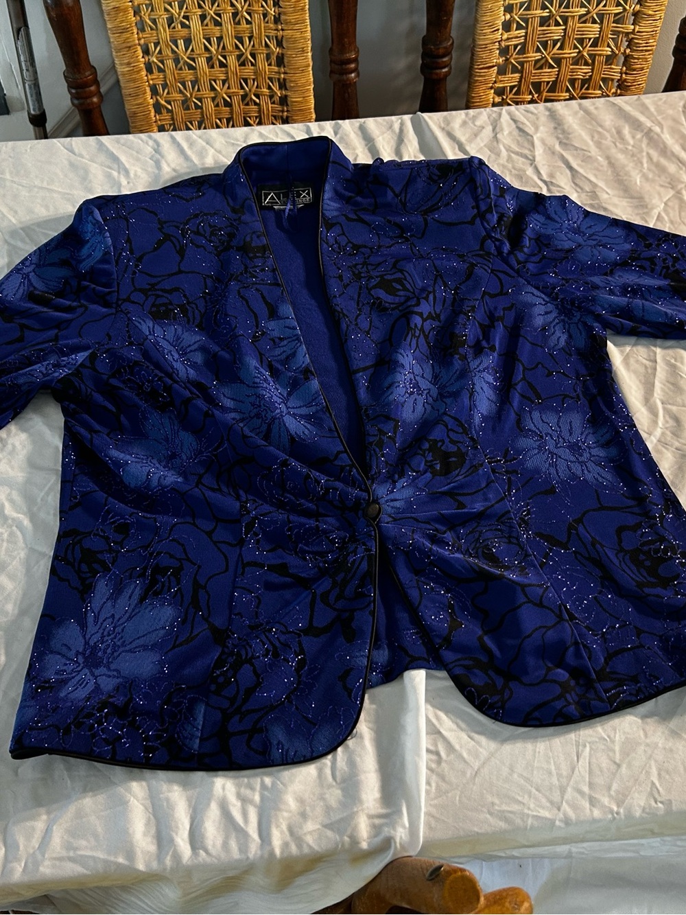 Alex Evenings Blue A-Line Blazer Long Sleeve Women Good Condition - Picture 5 of 10
